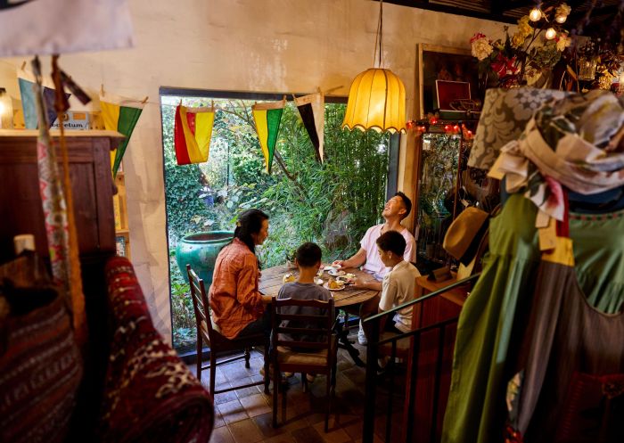 Family having afternoon tea in a cafe, Berrima Village Stores and Cafe, Berrima