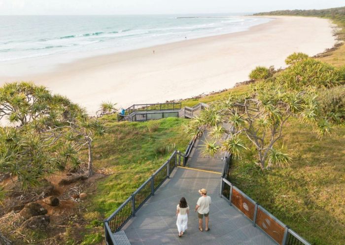 People walking from boardwalk, Sharpes Beach, East Ballina - Credit: Ballina Shire Council
