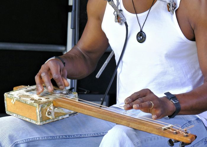 Instrument being played by performer, Woolgoolga Blues and Berries, Woolgoolga - Credit: Another Tasty Event