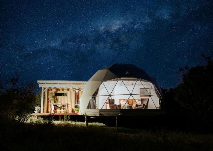 Stargazing from the dome, Scribbly Farm Premium Geo Dome Bush Retreat, High Range - Credit: Bodhi Photography