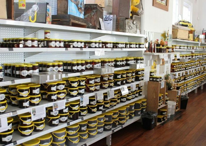 Shelves of honey jars, Harden's House of Honey, Harden - Credit: Harden's House of Honey