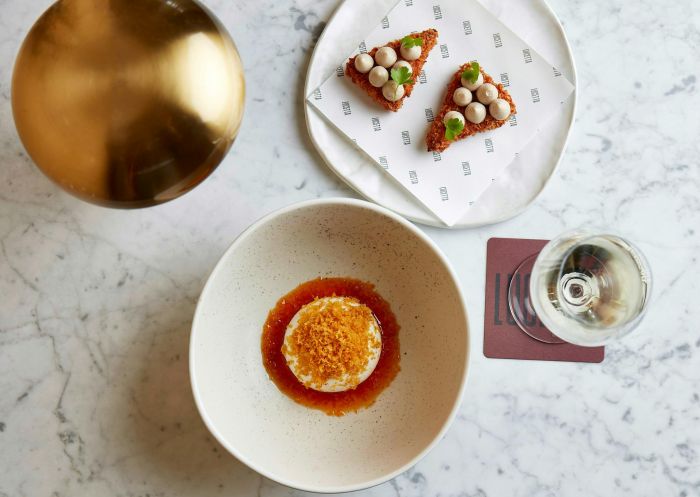 Burrata and Mortadella fritto, Cacio e Pepe at Lucetta Dining, Orange - Credit: Steve Brown | Lucetta Dining