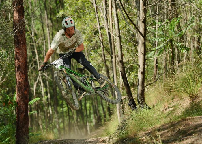 Racer on MTB Trail, Fox Superflow® | Gravity Eden NSW, Woolgoolga - Credit:  Shannon Guernyi | Rocky Trail