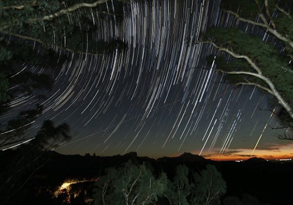 Star trails across the night sky, Whitegum lookout