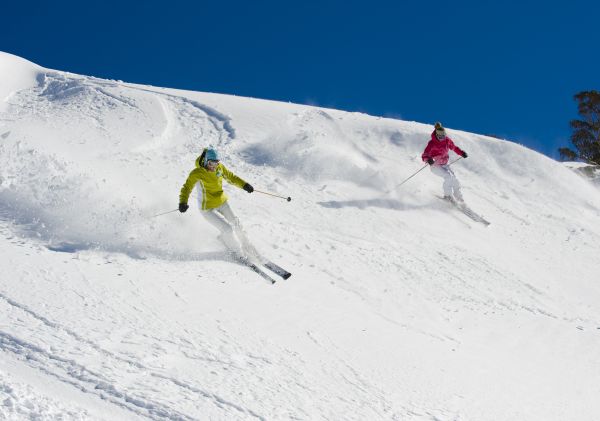 Skiing on Thredbo slopes, Snowy Mountains
