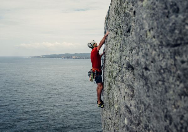 Rock Climbing the cliff face at Point Perpendicular