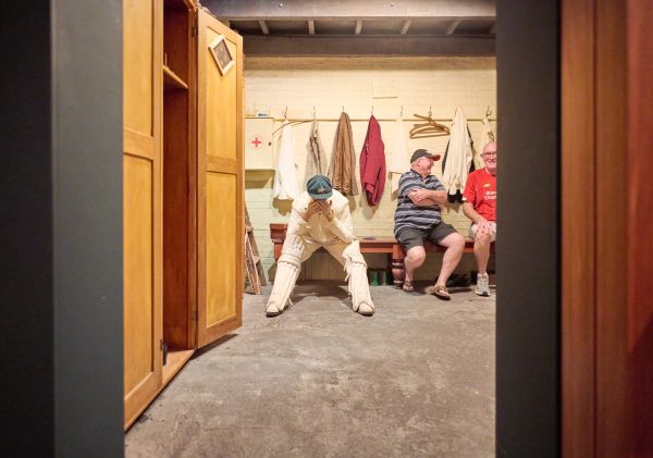Family looking at cricket museum, Bradman Museum, Bowral