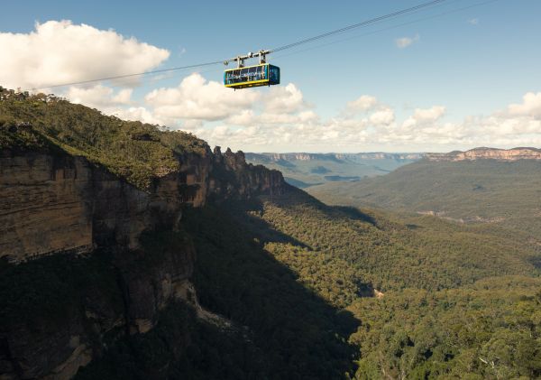 The Scenic Cableway travelling over the Jamison Valley, Scenic World Blue Mountians, Katoomba