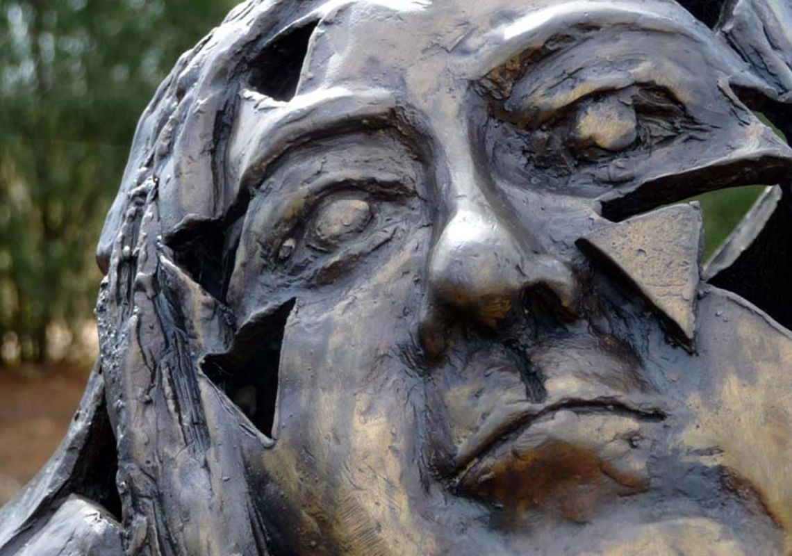 A bronze face in the Ceramic Break Sculpture Park, Warialda