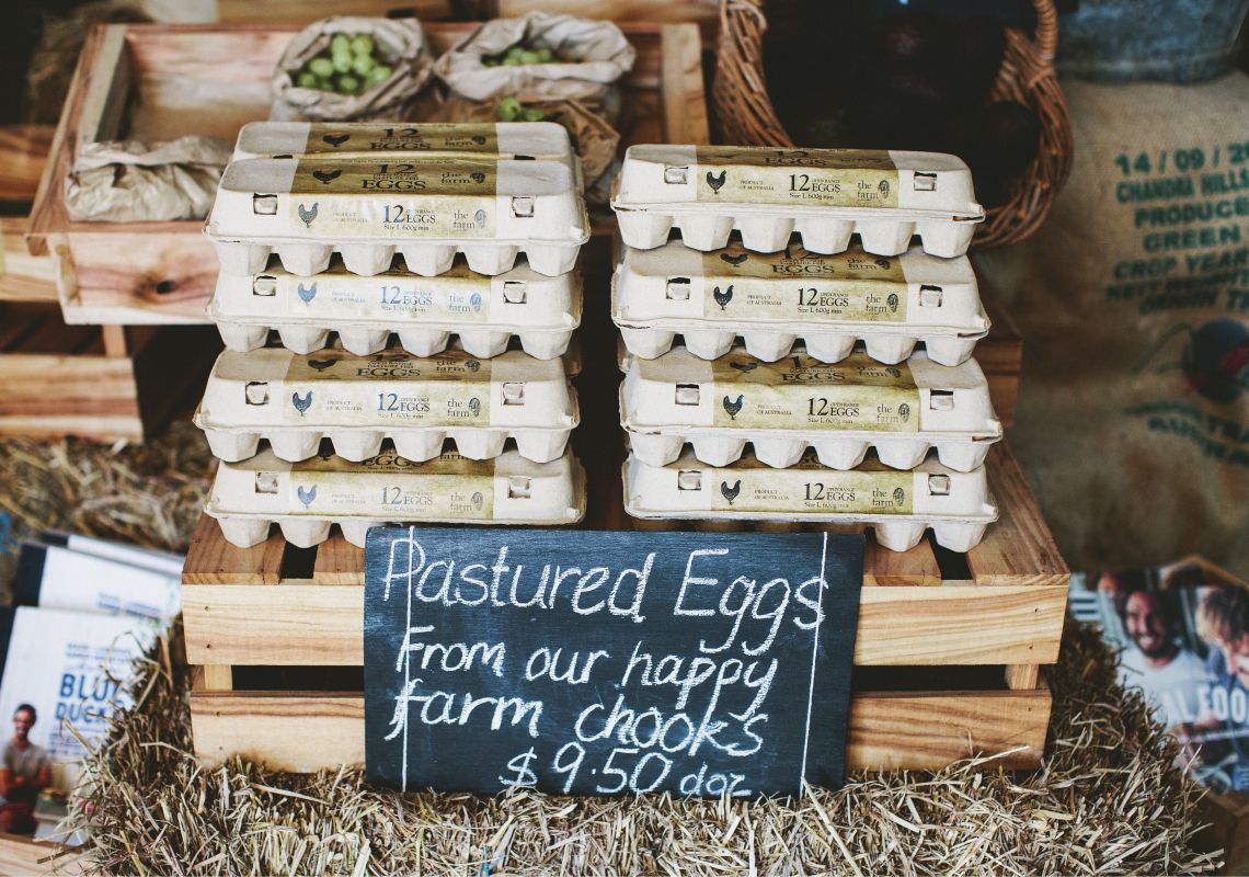 Eggs available for sale at The Farm, Byron Bay