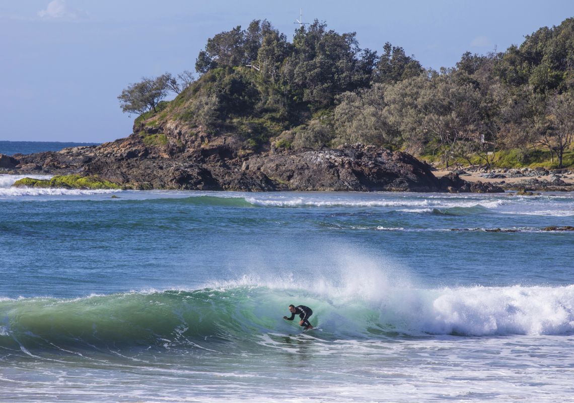 ポート・マッコーリーのガオルポイント展望台から望むタウンビーチの海岸線