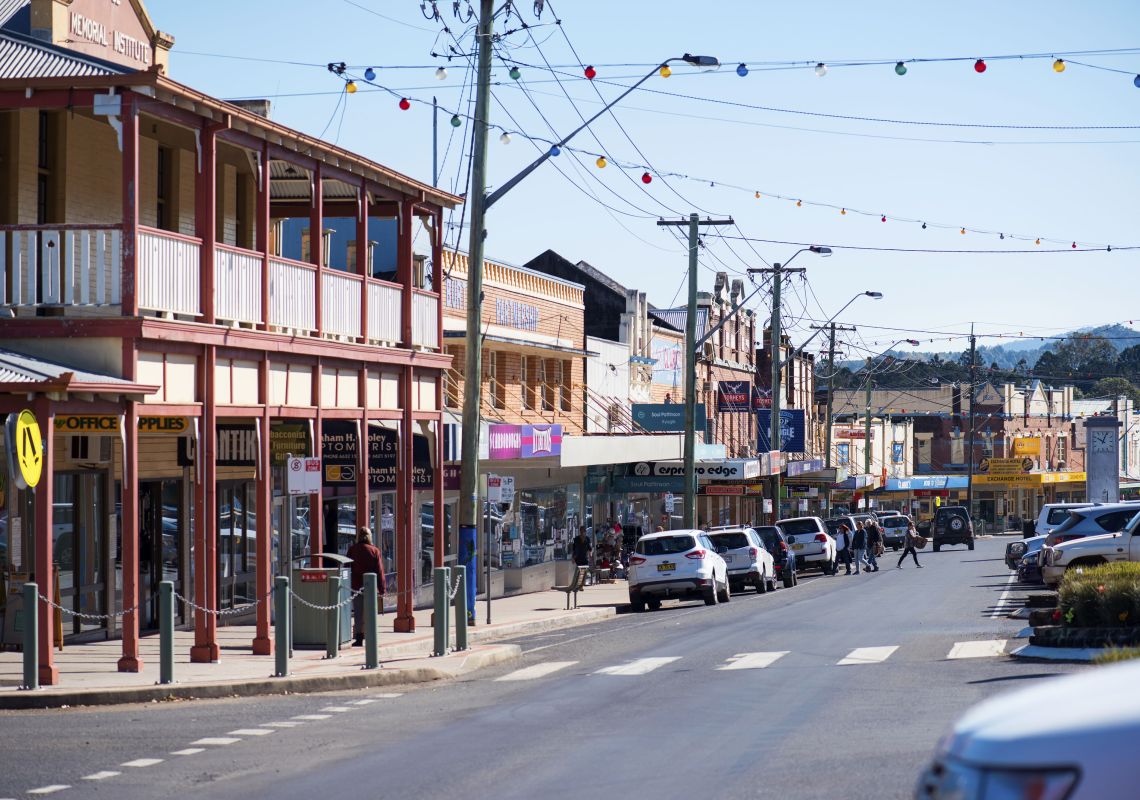 Summerland Way is the charming main street in Kyogle, NSW