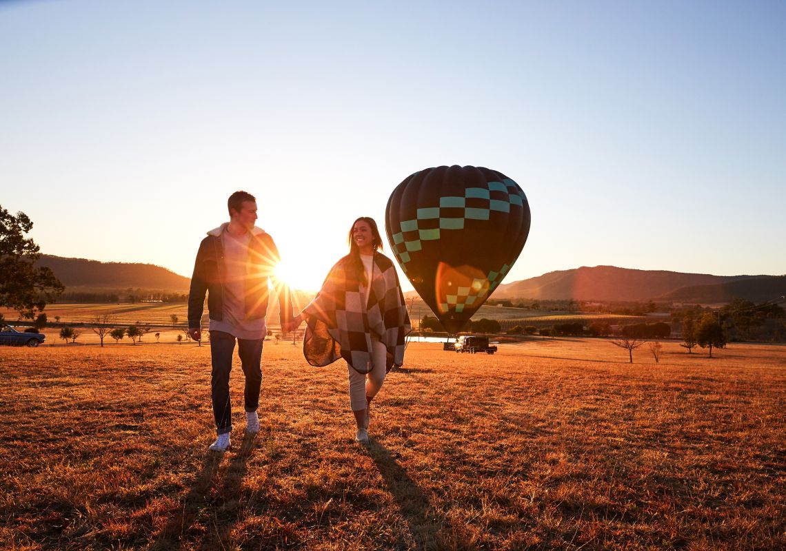 Hot air ballooning at sunrise in the Hunter Valley