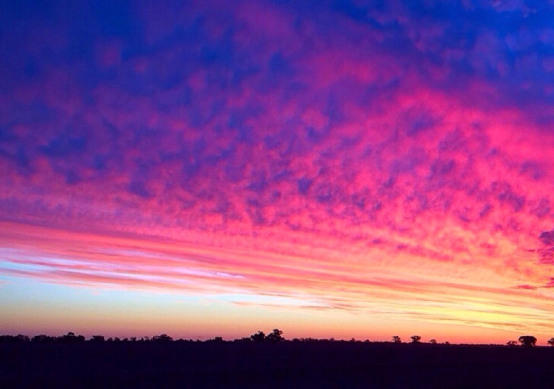 Beautiful pink sunset over Trangie, near Narromine, NSW