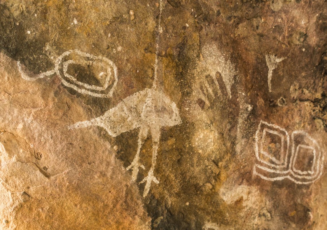 Aboriginal rock art located in Gundabooka National Park, Bourke, Outback