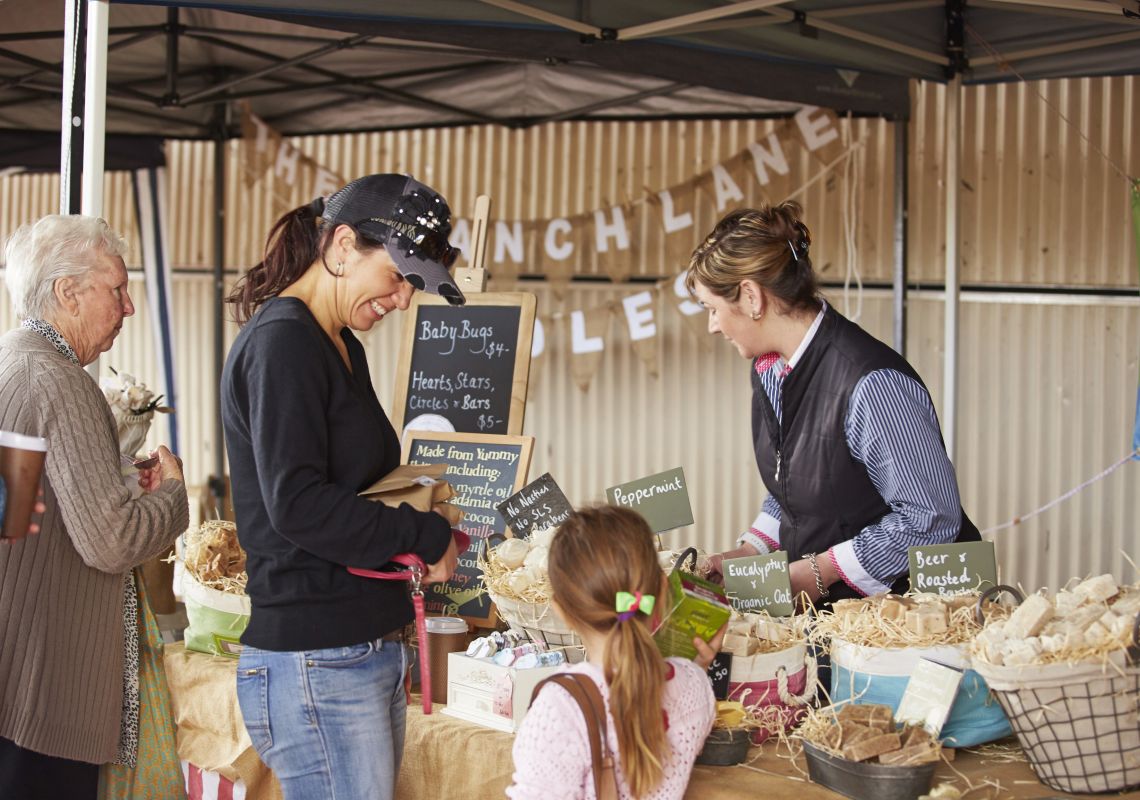 Local produce stall for the Farmers Market at The Dungog Festival, Dungog