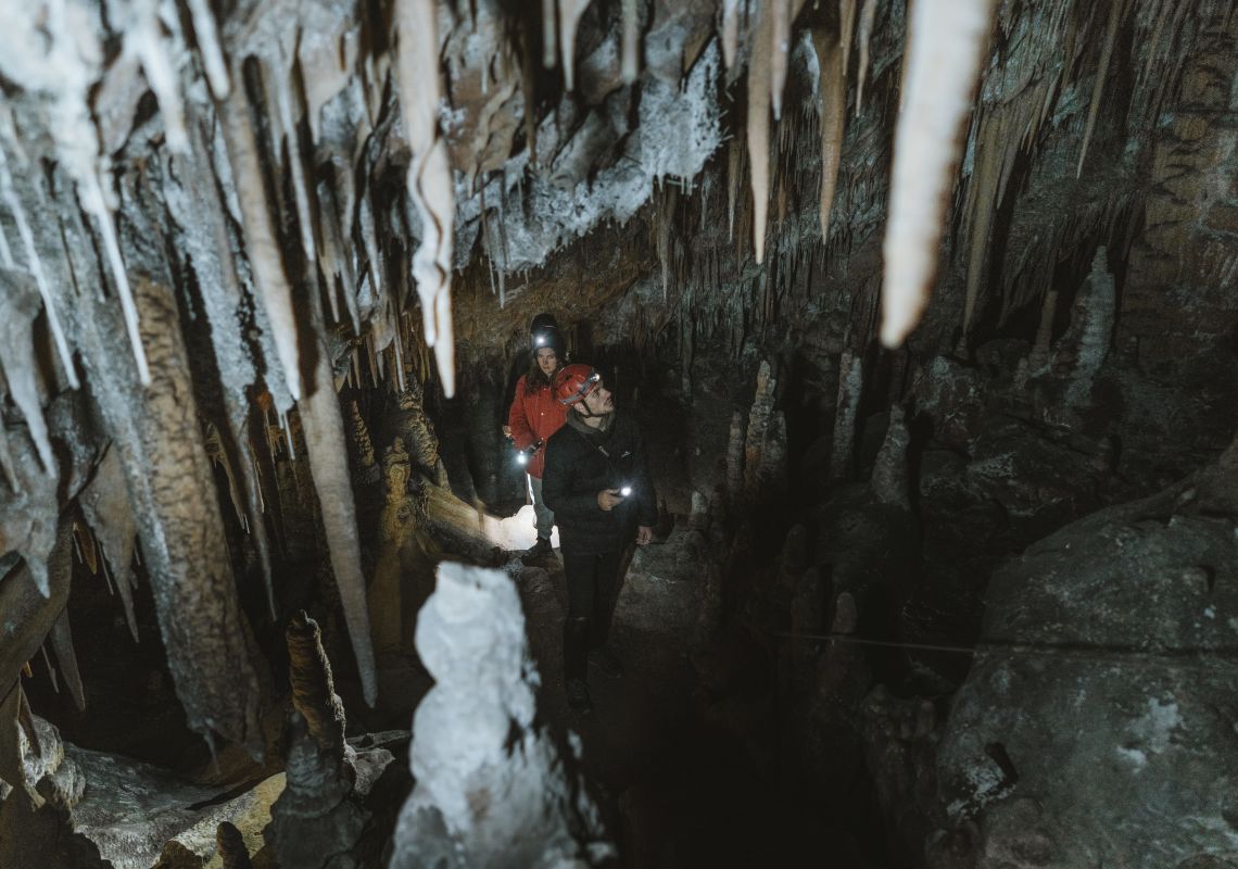 Couple touring the Yarrangobilly Caves in Kosciuszko National Park
