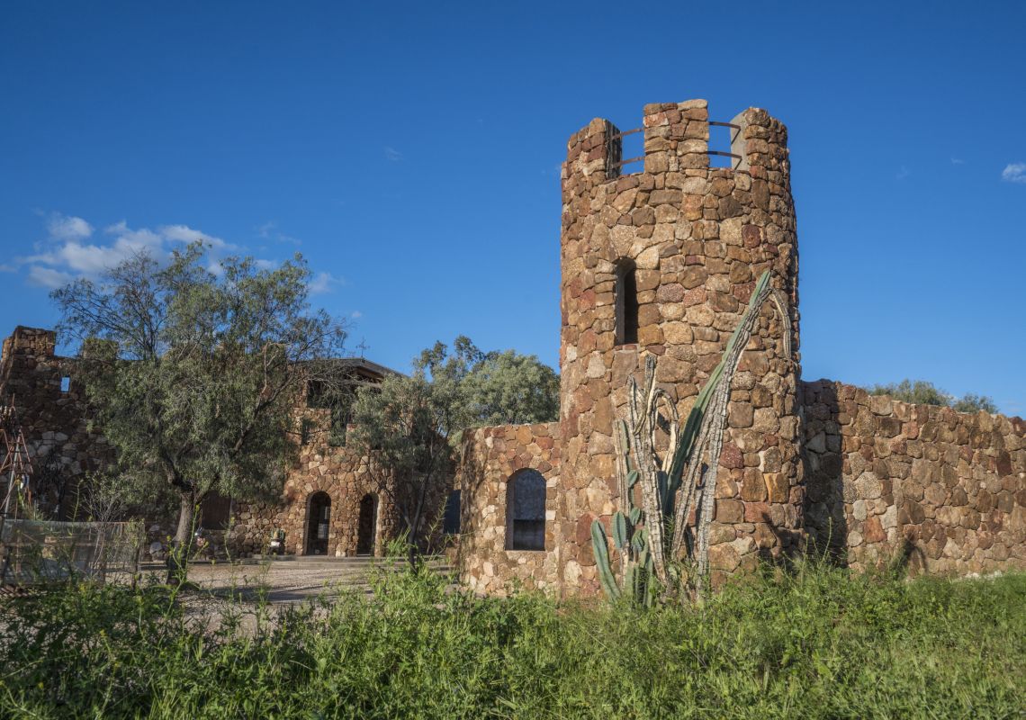 The heritage-listed tourist attraction Amigo's Castle built by Vittorio Stefanato (Amigo) from 1981 through to 2001 in Lightning Ridge