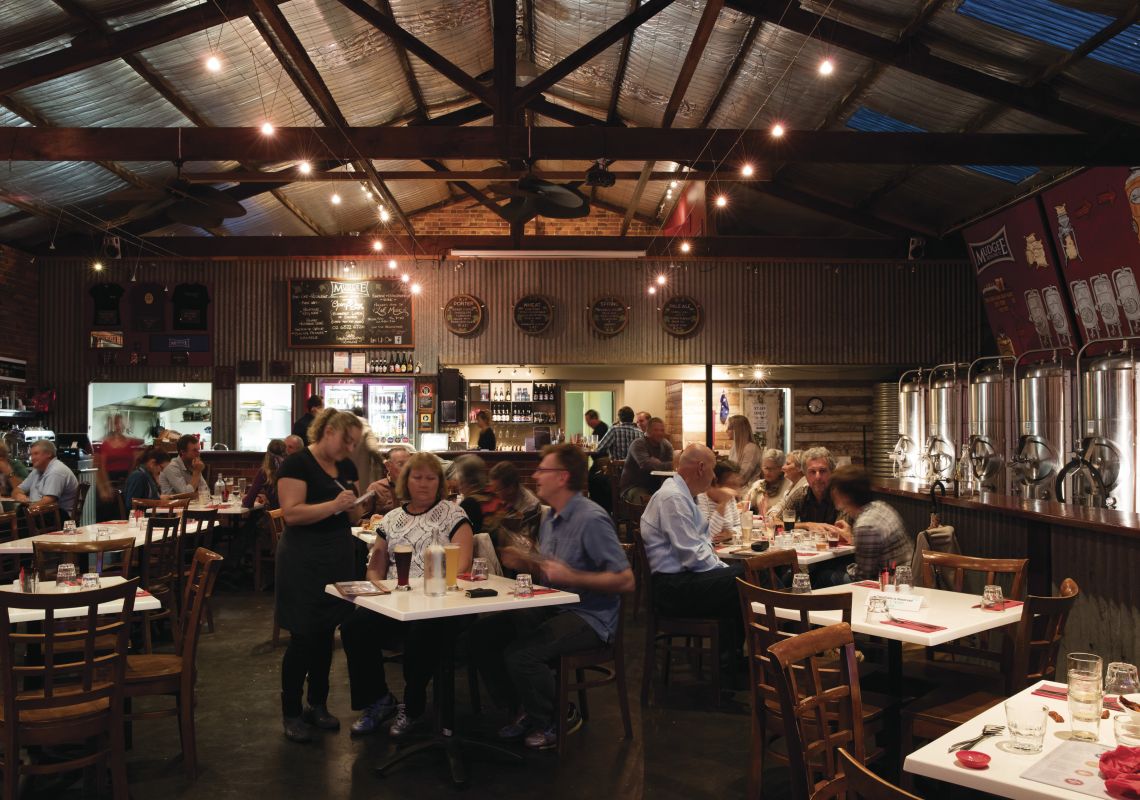 Diners enjoying an evening of food and drink at Mudgee Brewing Co. in Mudgee, Country NSW