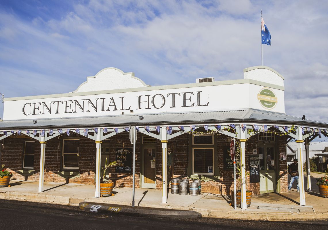 The heritage-listed Centennial Hotel built in 1872  in Gulgong, Mudgee
