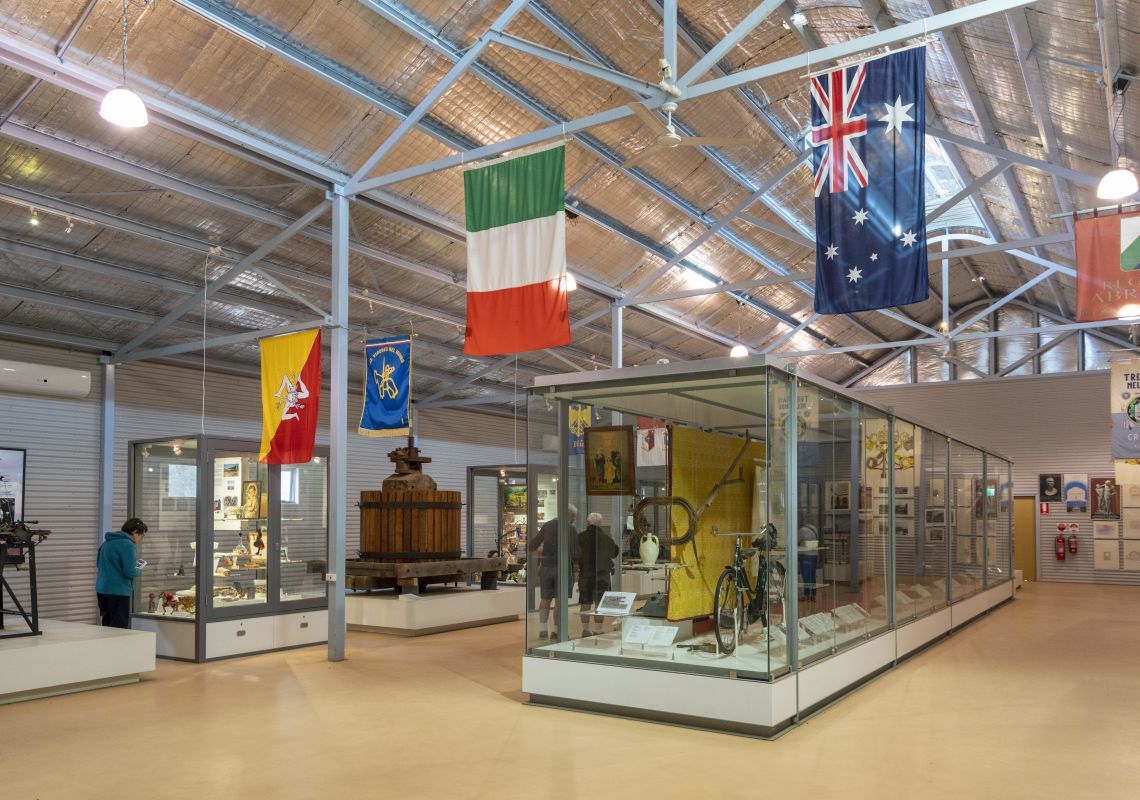 The Italian Museum, located inside the Griffith Pioneer Park Museum, acknowledges the significant contribution of the Italian community in Griffith, Reverina 