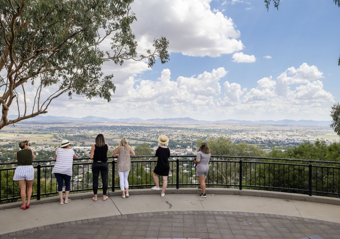 People enjoying the views overlooking Tamworth from the Oxley Scenic Lookout