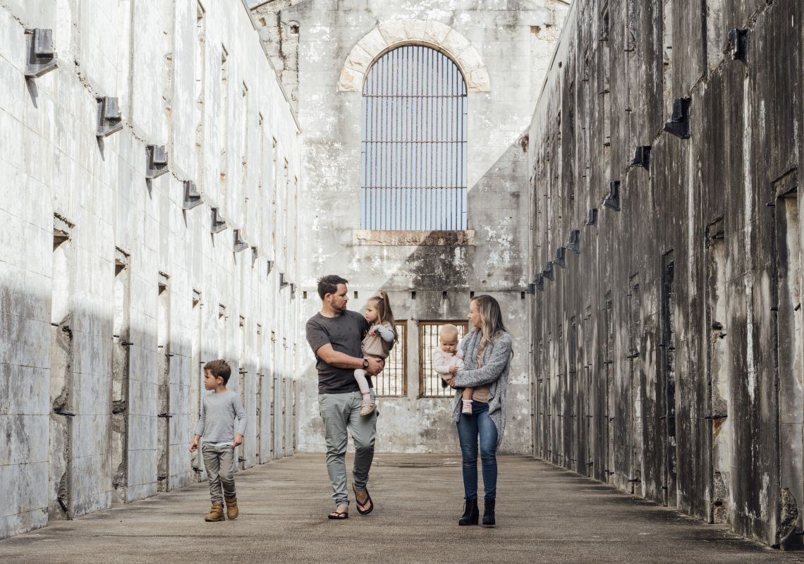 Family enjoying a visit to the historic ruins of Trial Bay Gaol, South West Rocks, North Coast