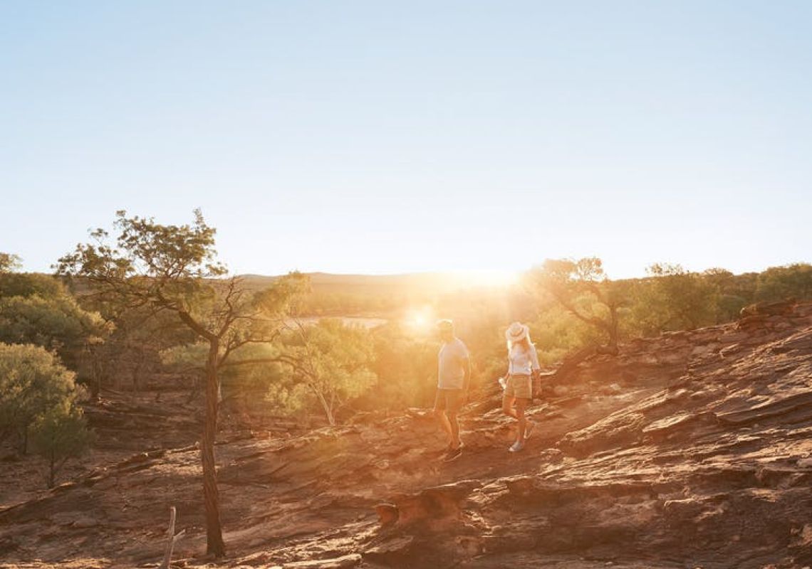 Couple walking in Mutawintji National Park in Broken Hill, Outback NSW