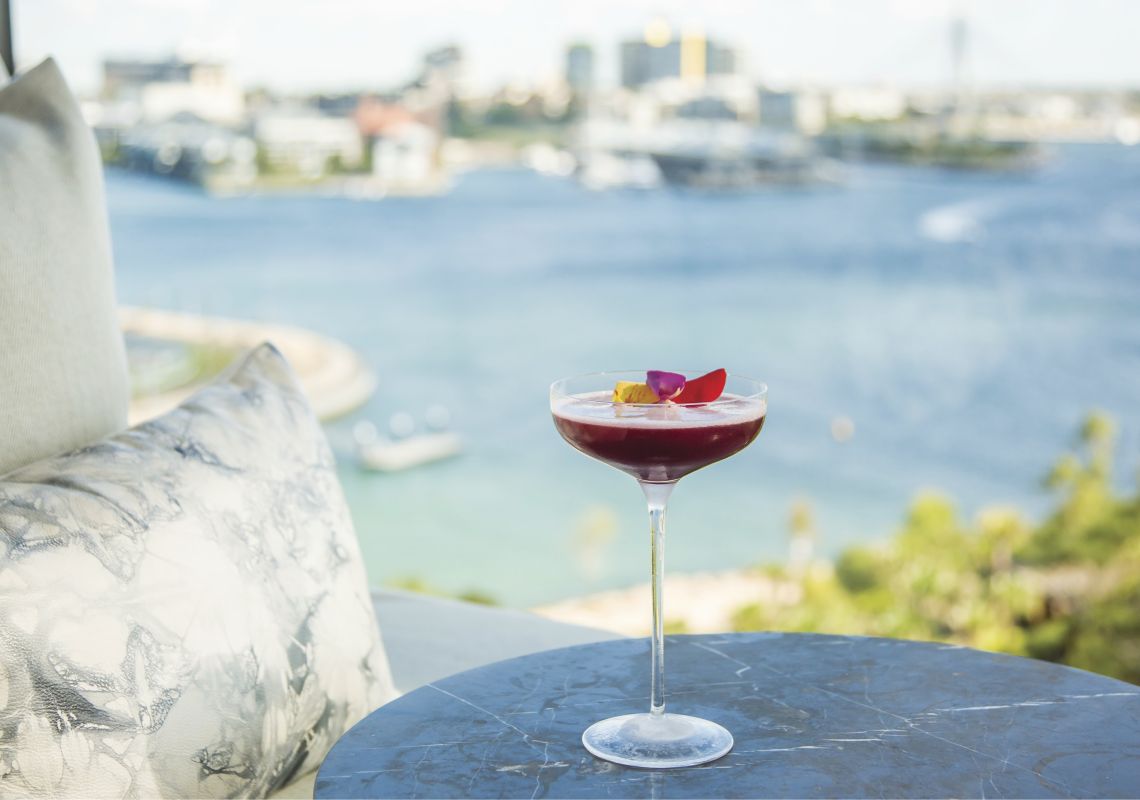 Cocktail at Henry Deane in Hotel Palisade with harbour views - Millers Point - Sydney City