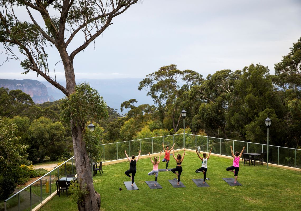 Guests at Fairmont Resort & Spa Blue Mountains, MGallery by Sofitel enjoying a morning yoga class