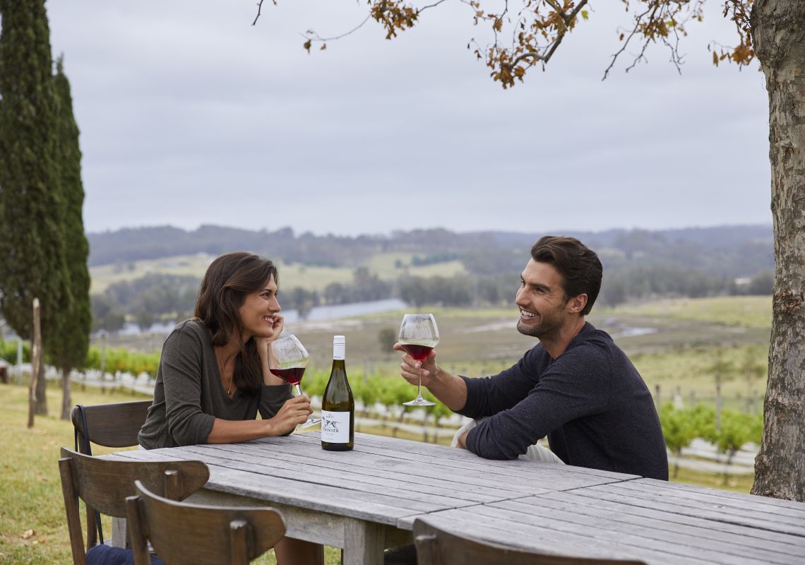 Couple enjoying wine at Cupitt's Winery, Ulladulla, Jervis Bay & Shoalhaven