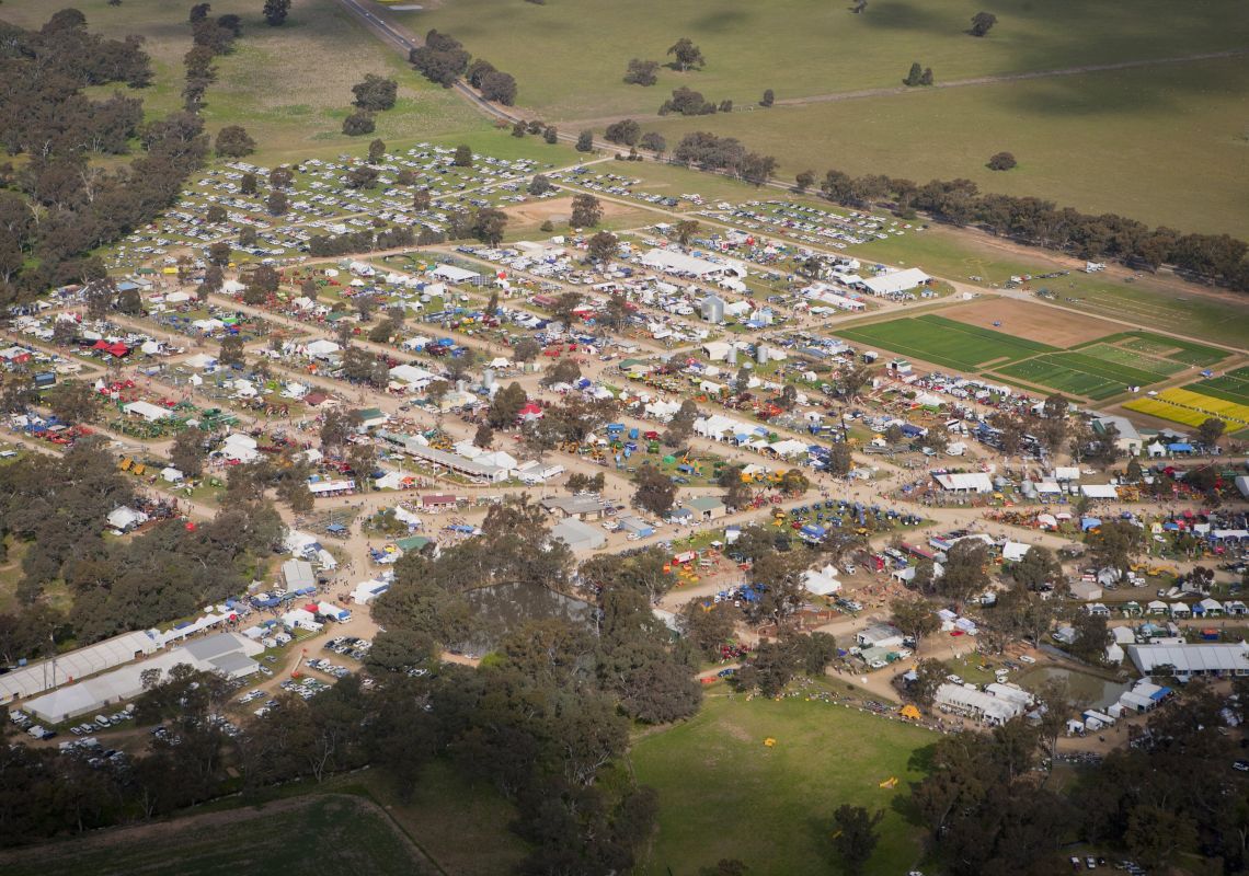  Aerial View of Henty Machinery Field Days in Henty, The Murray, Country NSW