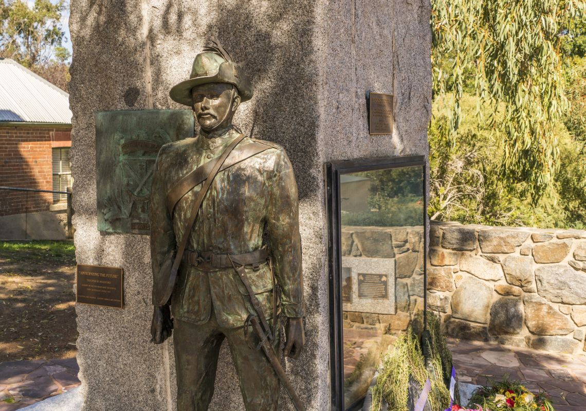 Sculpture and memorial dedicated to the 1st Australian Light Horse in Murrumburrah, Young area, Country NSW
