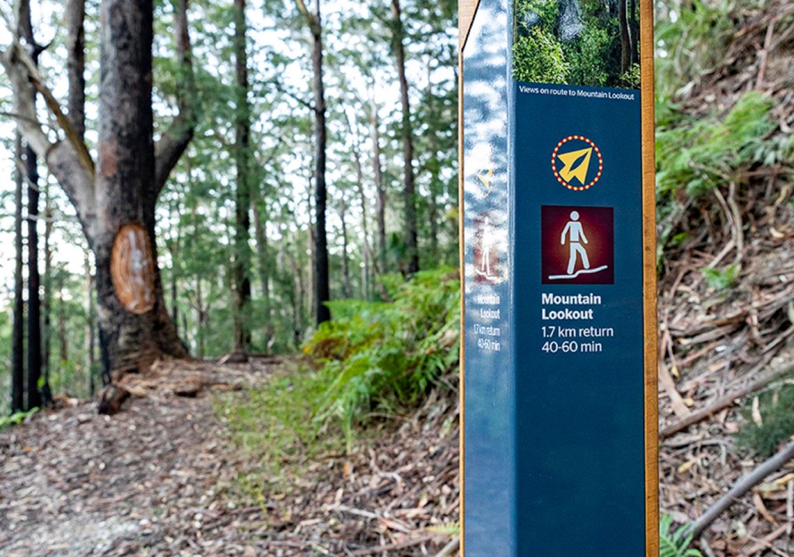 Bulahdelah Mountain Lookout sign post  in Buladelah, Forster & Taree Area, North Coast