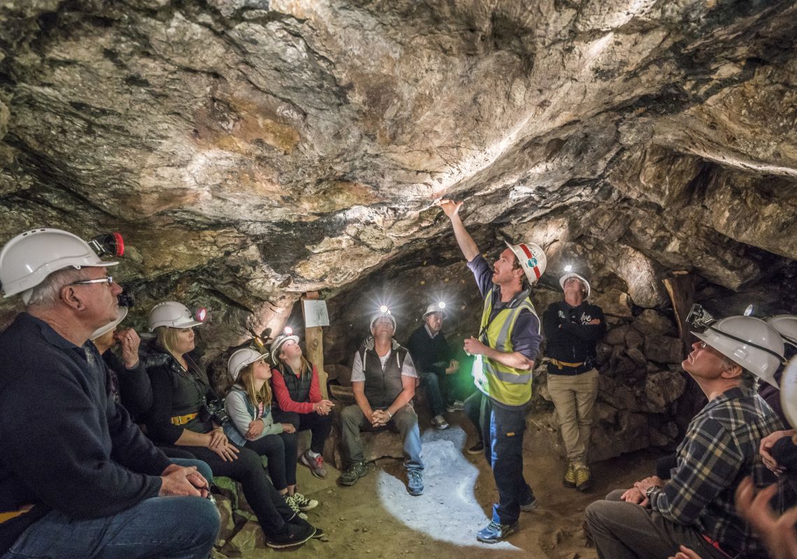 Tourists enjoying an underground tour of the Day Dream Mines at Silverton in Broken Hill, Outback NSW