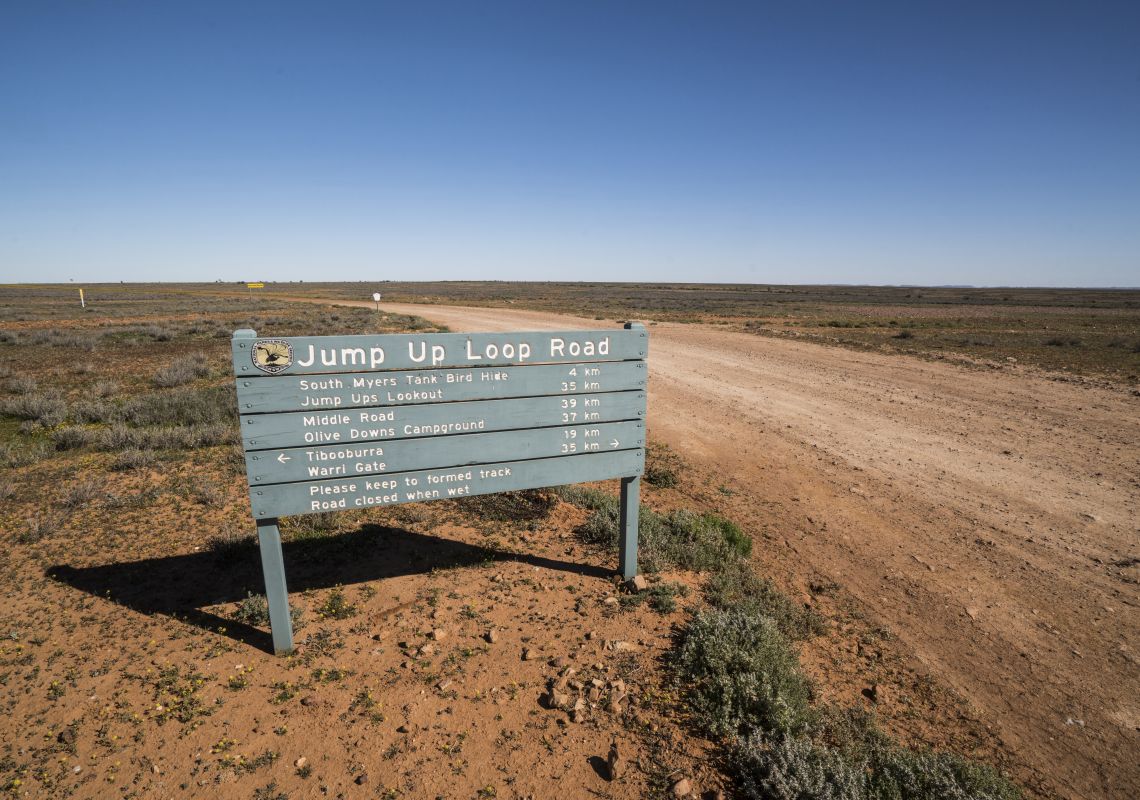 National Park and Wildlife Services information sign at Jump Up Loop Road, Sturt National Park, Tibooburra