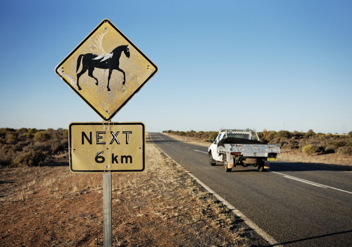 Sign along a country road near Menindee in the state's Outback