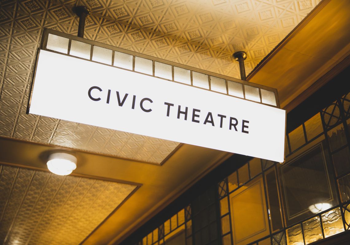 Signage outside The Civic Theatre in Newcastle