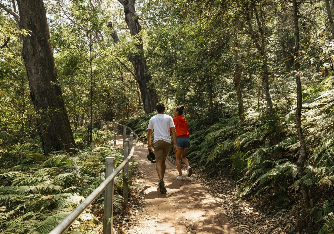 Couple enjoying the Tomaree Head Summit Walk, Port Stephens