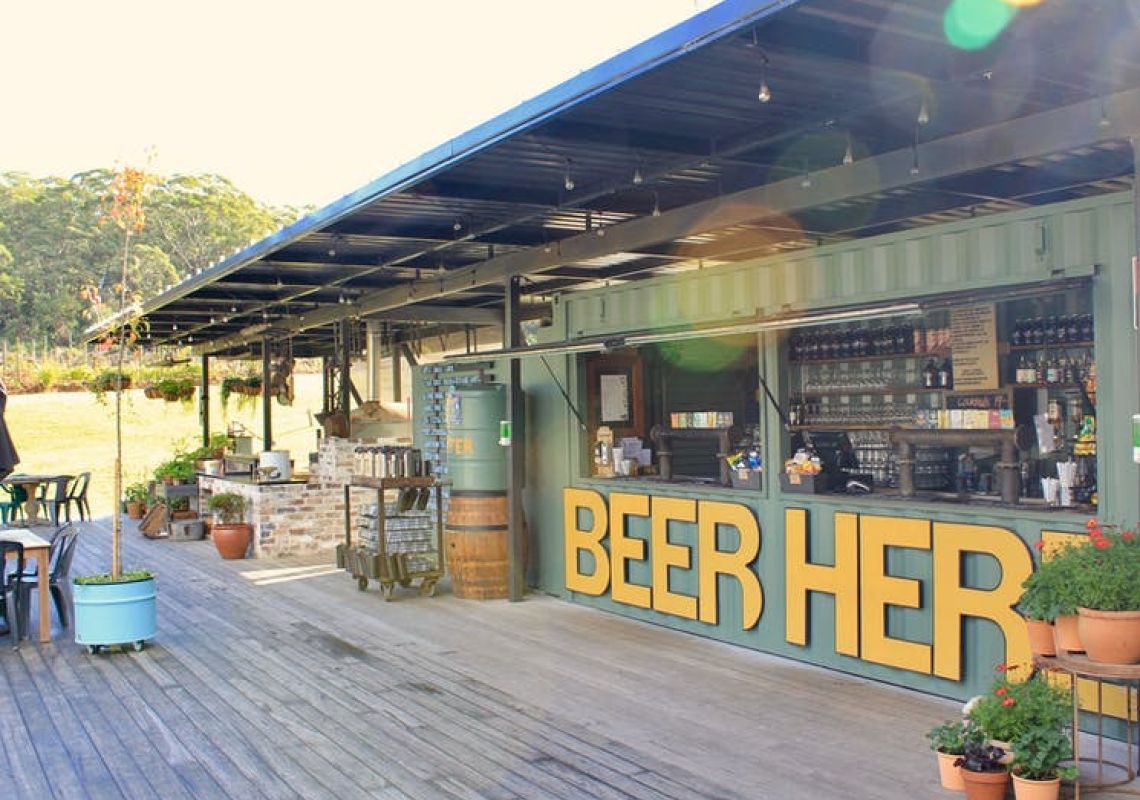 Bar on the deck at Murray's Craft Brewing Company in Nelson Bay, Port Stephens