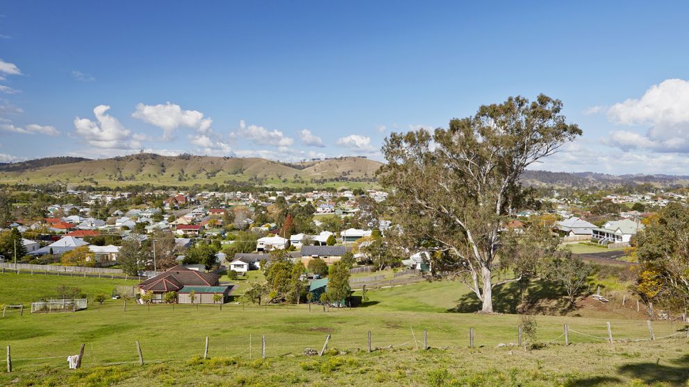 Scenic town and country landscape surrounding Dungog