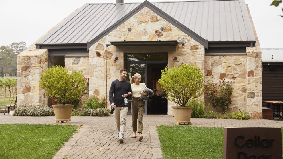Couple enjoying a romantic getaway at Bendooley Estate in Berrima, Southern Highlands