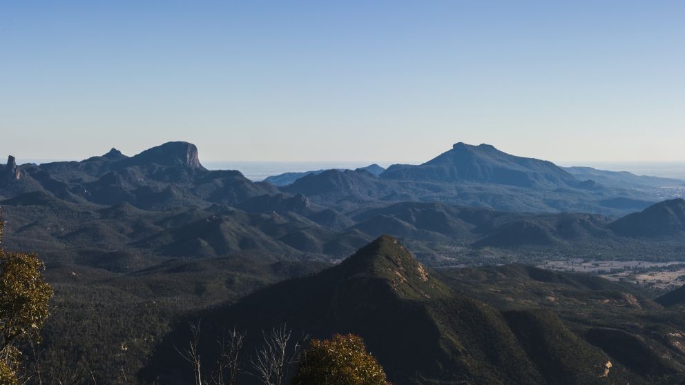 Views across a volcanic mountain range, Warrumbungle National Park