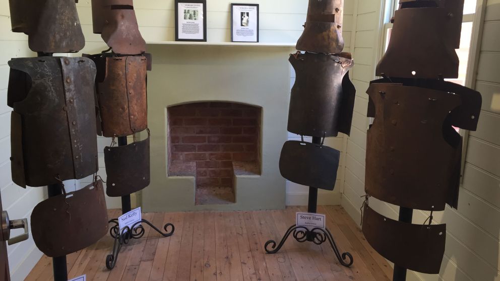 The Kelly Gang armour exhibit in the Old Printery, Jerilderie, NSW 