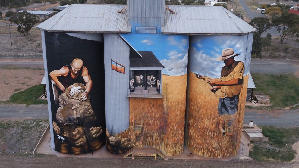 Weethalle Silos Mural in West Wyalong, Riverina, Country NSW