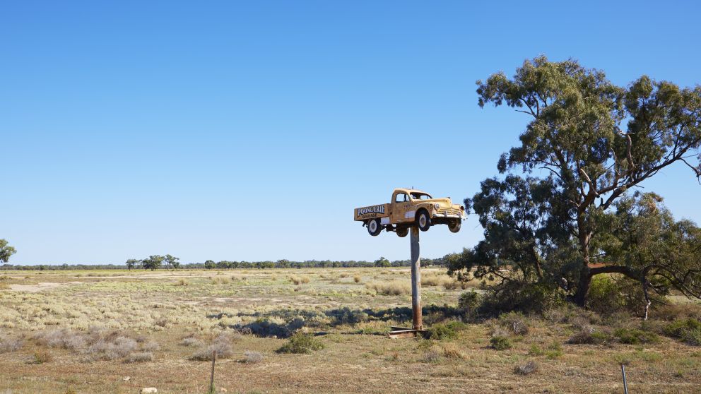 Car sculpture in Pooncarie in The Murray, Country NSW