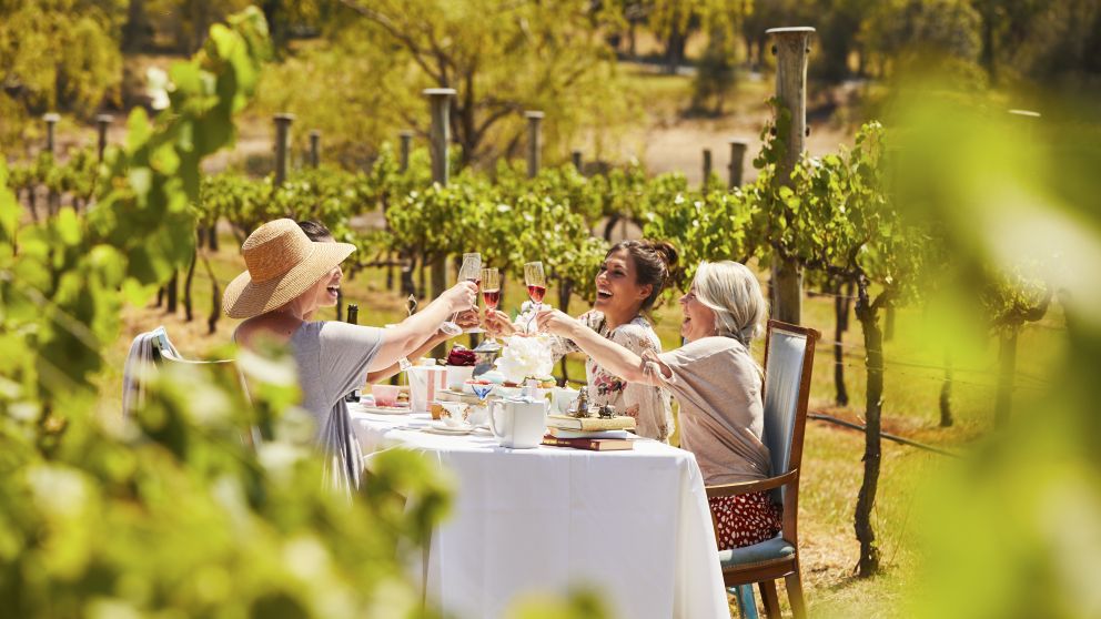 Friends enjoying a High Tea experience at Cambewarra Estate Winery in Bangalee, Jervis Bay and Shoalhaven