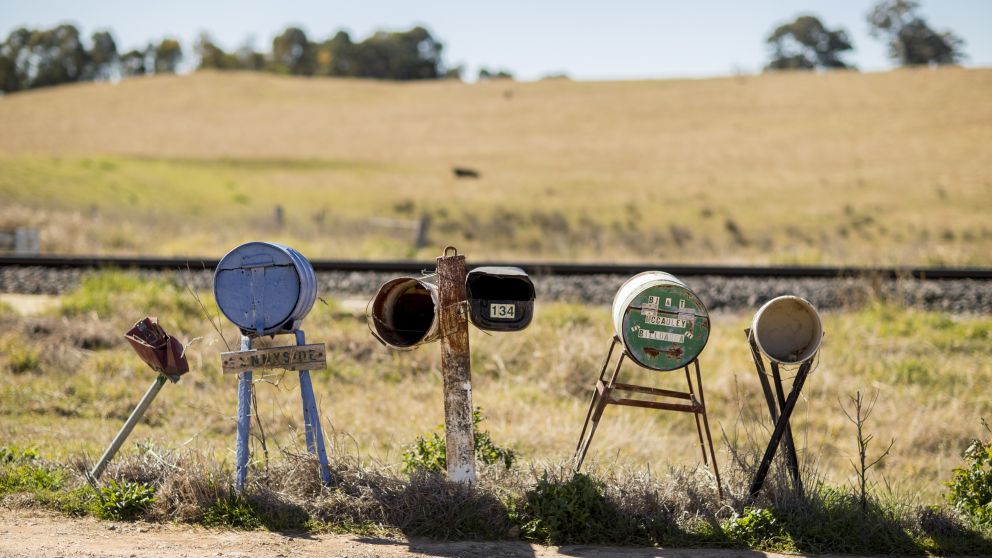 Mailboxes along a country road in Orange, Country NSW
