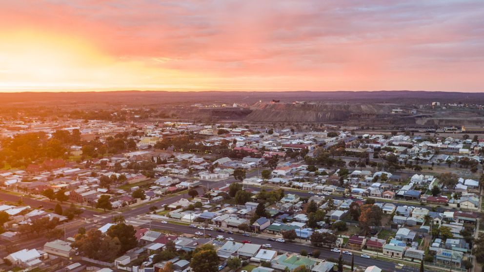 Sun rising over the city of Broken Hill in Outback NSW