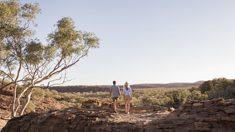 Couple enjoying a visit to Mutawintji National Park in Mutawintji, Outback NSW